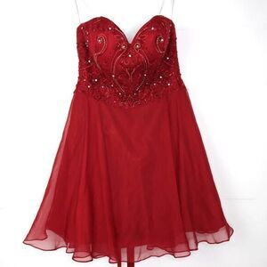 NWOT Alyce Paris sweatheart strapless glitter cocktail dress, red, size 4‎